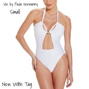 ViX by Paula Hermanny One-Piece Swimsuit Brazilian White Small New With Tag